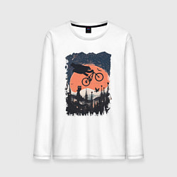 Лонгслив хлопковый мужской Лунный Медведь Райдер, цвет: белый