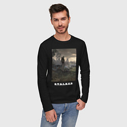 Лонгслив хлопковый мужской Одинокий Сталкер, цвет: черный — фото 2