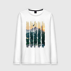 Лонгслив хлопковый мужской Горные Походы и Птицы, цвет: белый