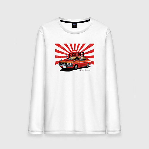 Мужской лонгслив Японская легенда - Красная классика / Белый – фото 1