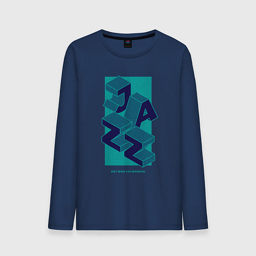 Мужской лонгслив Jazz - best when you improvise / Тёмно-синий – фото 1