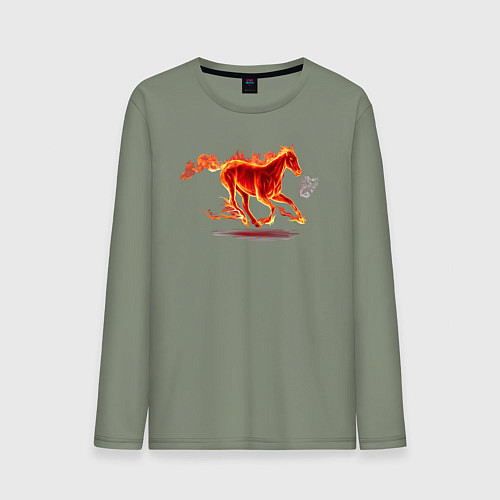 Мужской лонгслив Fire horse огненная лошадь / Авокадо – фото 1