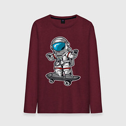 Лонгслив хлопковый мужской Космонавт - скейтер, цвет: меланж-бордовый