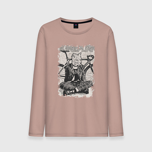 Мужской лонгслив Bike punk fox rider / Пыльно-розовый – фото 1