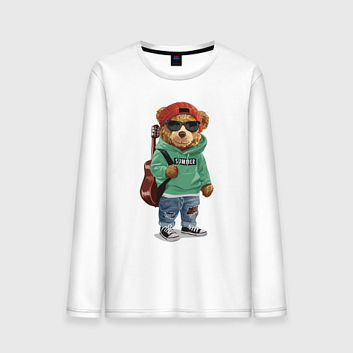 Мужской лонгслив КРУТОЙ МИШКА COOL BEAR / Белый – фото 1