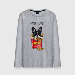 Мужской лонгслив БУЛЬДОГ В КАРТОШКЕ ФРИ