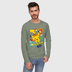Лонгслив хлопковый мужской ПОКЕМОНЫ POKEMON, цвет: авокадо — фото 2