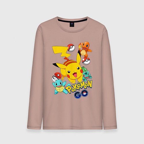 Мужской лонгслив ПОКЕМОНЫ POKEMON / Пыльно-розовый – фото 1