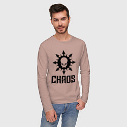 Лонгслив хлопковый мужской Эмблема Хаоса с черепом, цвет: пыльно-розовый — фото 2