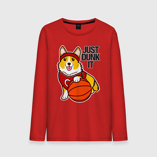 Мужской лонгслив JUST DUNK IT корги / Красный – фото 1