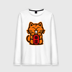 Лонгслив хлопковый мужской JDM Cat, цвет: белый