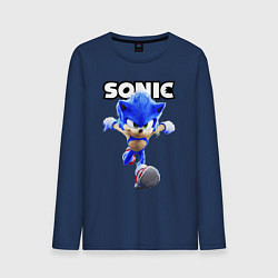 Лонгслив хлопковый мужской Sonic the Hedgehog 2, цвет: тёмно-синий