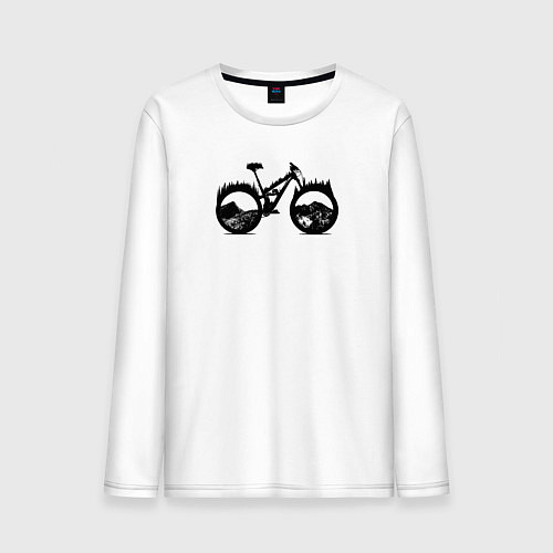 Мужской лонгслив Эндуро велосипед / Белый – фото 1