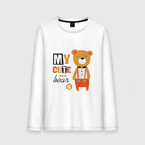 Мужской лонгслив МОЙ МИЛЫЙ МИШКА MY CUTE BEAR / Белый – фото 1