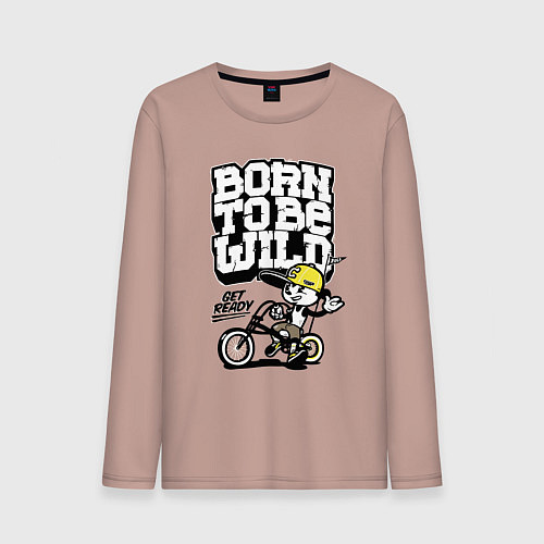 Мужской лонгслив Born to be wild Рожденный быть диким / Пыльно-розовый – фото 1