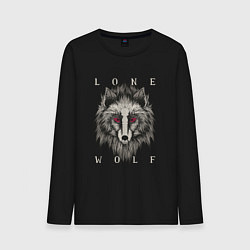 Лонгслив хлопковый мужской Одинокий Волк Lone Wolf, цвет: черный