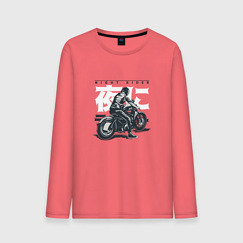 Мужской лонгслив Японский мотоциклист Old Akira Japanese Biker / Коралловый – фото 1