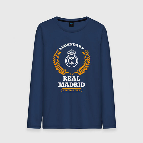 Мужской лонгслив Лого Real Madrid и надпись Legendary Football Club / Тёмно-синий – фото 1