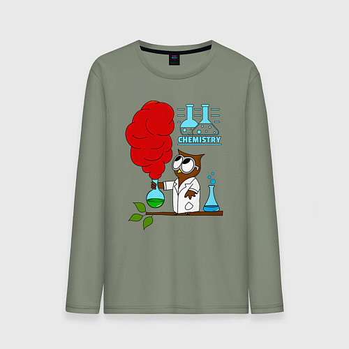 Мужской лонгслив Сова химик / Авокадо – фото 1
