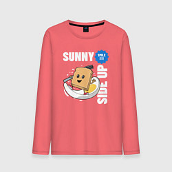 Лонгслив хлопковый мужской Sunny side up, цвет: коралловый