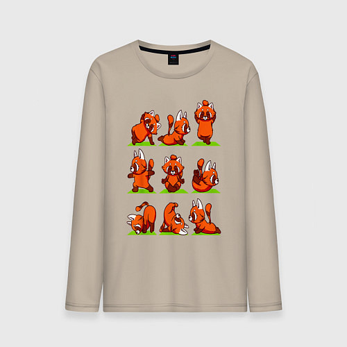 Мужской лонгслив Йога красной панды / Миндальный – фото 1