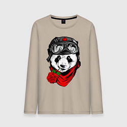 Мужской лонгслив Панда с розой во рту