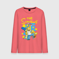 Лонгслив хлопковый мужской The SimpsonsСемейка Симпсонов, цвет: коралловый