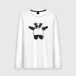 Лонгслив хлопковый мужской Акварельная панда, цвет: белый