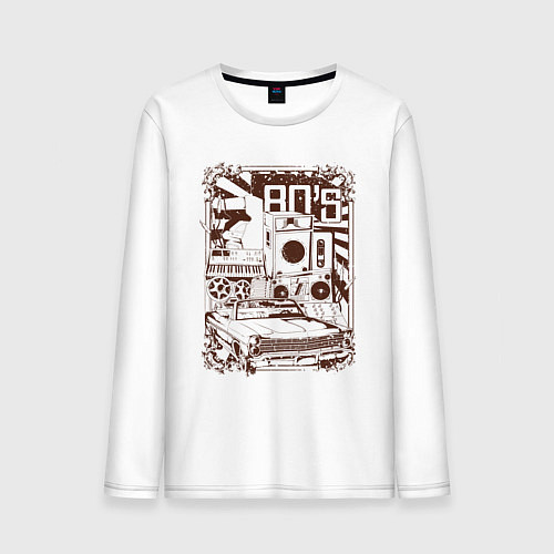 Мужской лонгслив Иллюстрация автомобиля 80-х / Белый – фото 1