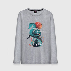 Лонгслив хлопковый мужской История Тихоро и Хаку, цвет: меланж