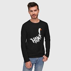 Лонгслив хлопковый мужской Honk White Гусь Белый, цвет: черный — фото 2