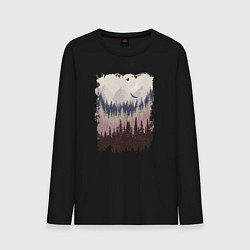 Лонгслив хлопковый мужской Дикая природа, цвет: черный