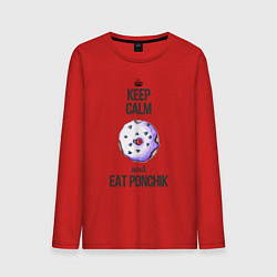 Лонгслив хлопковый мужской Keep calm and eat ponchik, цвет: красный