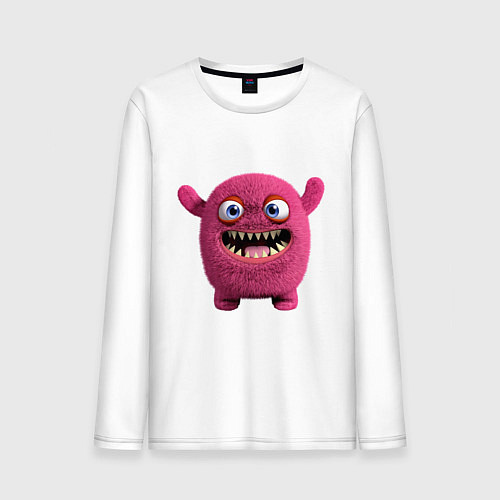 Мужской лонгслив FLUFFY COLORED MONSTER / Белый – фото 1