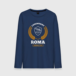 Лонгслив хлопковый мужской Лого Roma и надпись Legendary Football Club, цвет: тёмно-синий