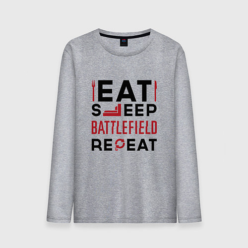 Мужской лонгслив Надпись: Eat Sleep Battlefield Repeat / Меланж – фото 1