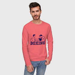 Лонгслив хлопковый мужской Бокс Boxing is cool, цвет: коралловый — фото 2