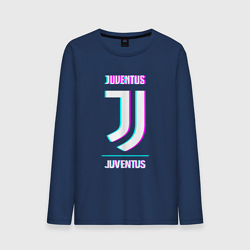 Мужской лонгслив Juventus FC в стиле Glitch / Тёмно-синий – фото 1