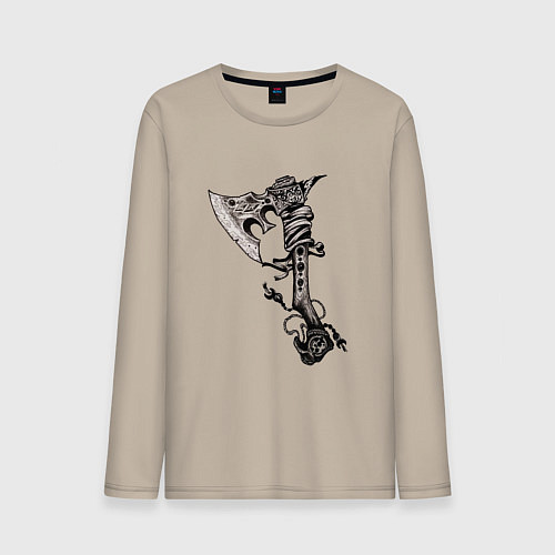 Мужской лонгслив Крутой боевой тату-топор / Миндальный – фото 1