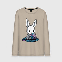 Мужской лонгслив Зайчонок обнял клубки The bunny hugged the balls