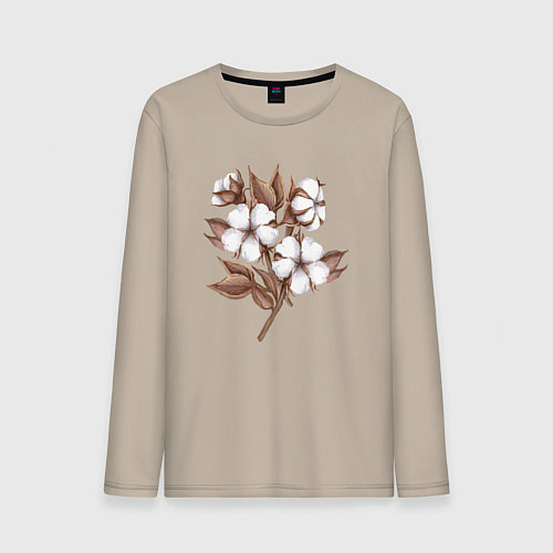 Мужской лонгслив Цветы хлопка в букете / Миндальный – фото 1