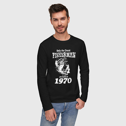 Мужской лонгслив Только лучшие рыбаки родились в 1970 году / Черный – фото 3