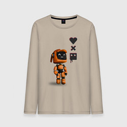 Лонгслив хлопковый мужской Оранжевый робот с логотипом LDR, цвет: миндальный