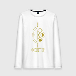 Лонгслив хлопковый мужской Руническая вязь - Оккультизм, цвет: белый