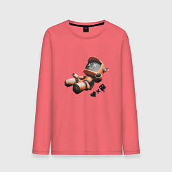 Лонгслив хлопковый мужской Падающий робот с логотипом, цвет: коралловый
