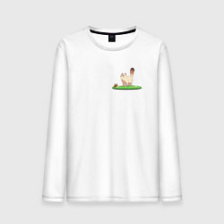 Лонгслив хлопковый мужской Большой котик Катарумпус, цвет: белый