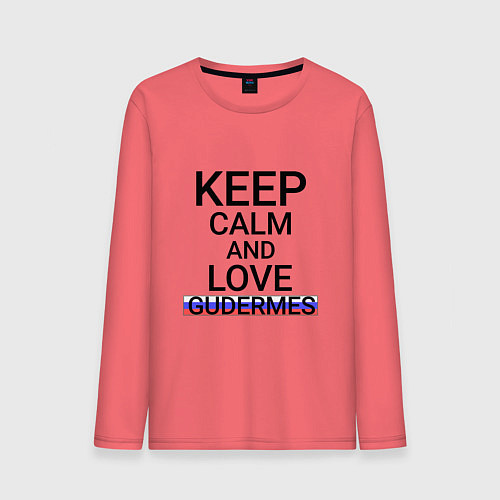 Мужской лонгслив Keep calm Gudermes Гудермес / Коралловый – фото 1
