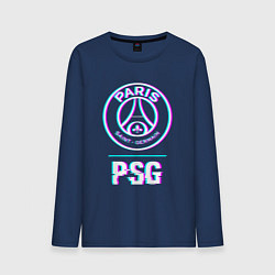 Лонгслив хлопковый мужской PSG FC в стиле Glitch, цвет: тёмно-синий