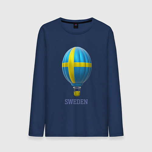 Мужской лонгслив 3d aerostat Sweden flag / Тёмно-синий – фото 1