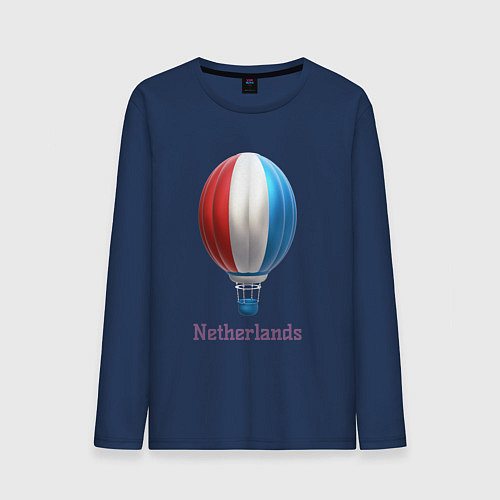 Мужской лонгслив 3d aerostat Netherlands flag / Тёмно-синий – фото 1